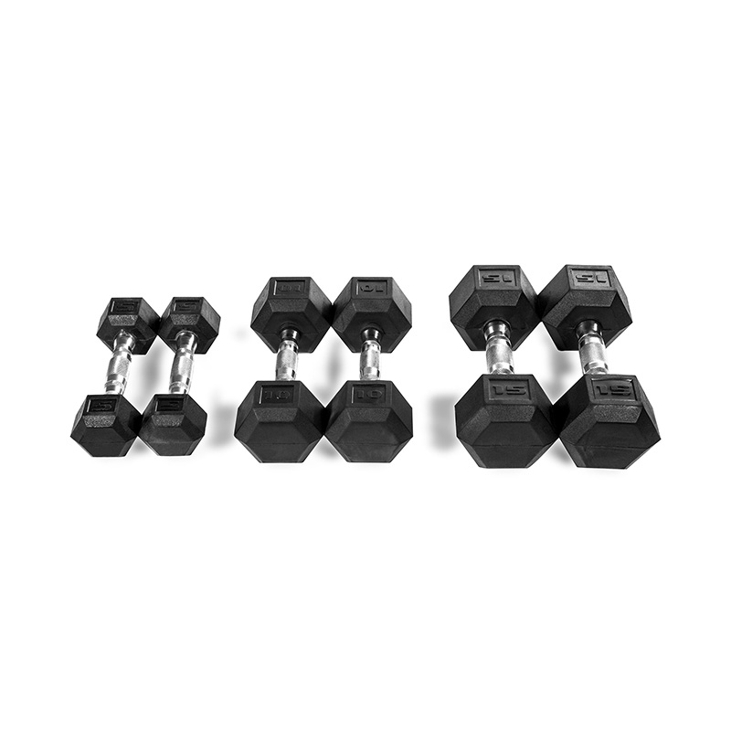 블랙 멀티 사이즈 고무 덤벨 세트